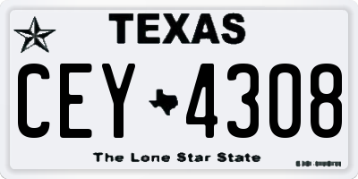 TX license plate CEY4308