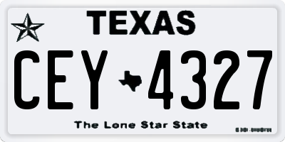 TX license plate CEY4327
