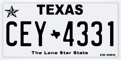 TX license plate CEY4331