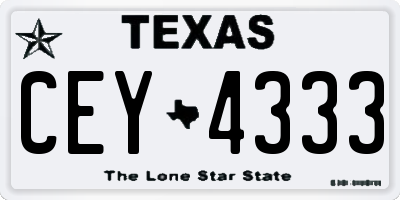 TX license plate CEY4333