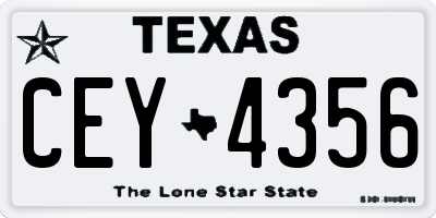 TX license plate CEY4356