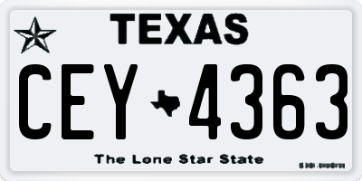 TX license plate CEY4363