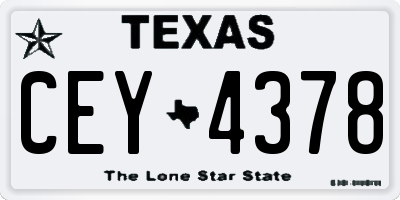 TX license plate CEY4378