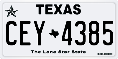 TX license plate CEY4385