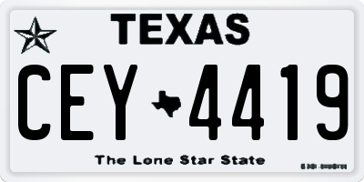 TX license plate CEY4419