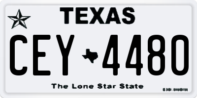 TX license plate CEY4480