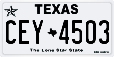 TX license plate CEY4503