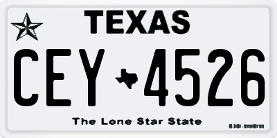 TX license plate CEY4526