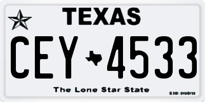 TX license plate CEY4533