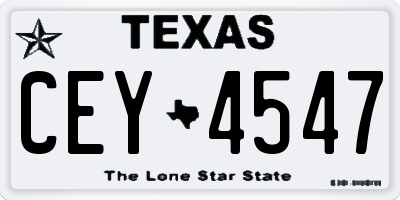 TX license plate CEY4547