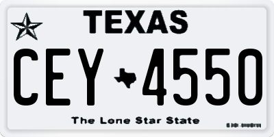 TX license plate CEY4550