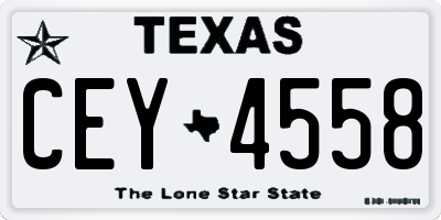 TX license plate CEY4558