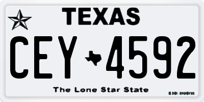 TX license plate CEY4592