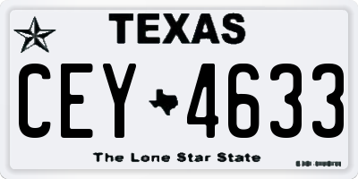 TX license plate CEY4633