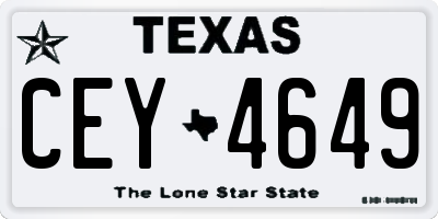 TX license plate CEY4649