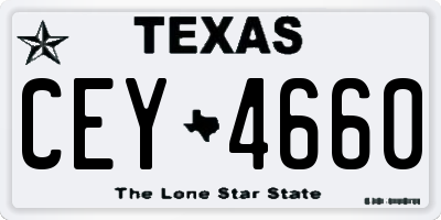 TX license plate CEY4660