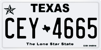 TX license plate CEY4665