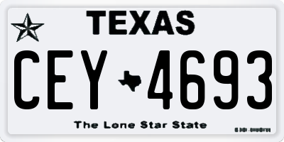 TX license plate CEY4693