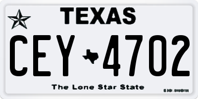 TX license plate CEY4702