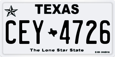 TX license plate CEY4726