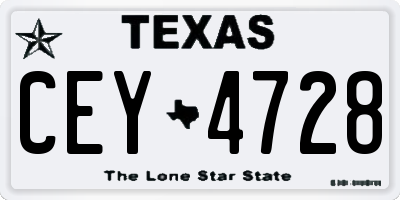 TX license plate CEY4728