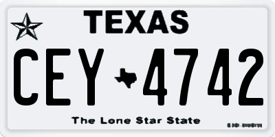TX license plate CEY4742