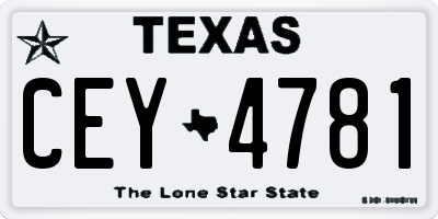 TX license plate CEY4781