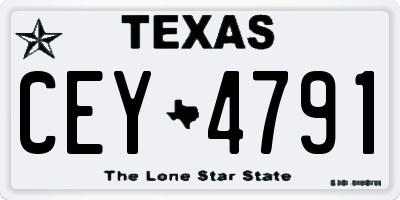 TX license plate CEY4791