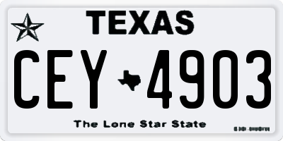 TX license plate CEY4903
