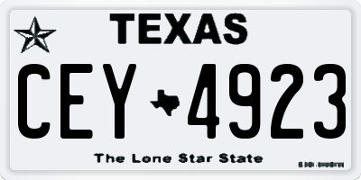 TX license plate CEY4923