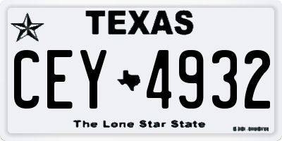 TX license plate CEY4932