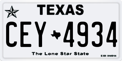 TX license plate CEY4934