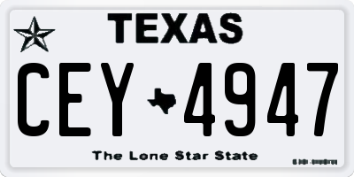 TX license plate CEY4947