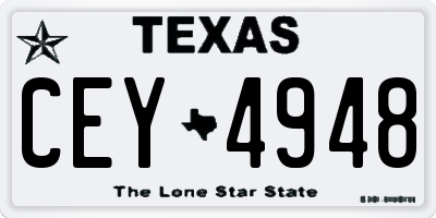 TX license plate CEY4948