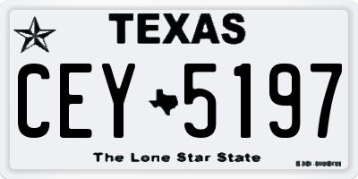 TX license plate CEY5197