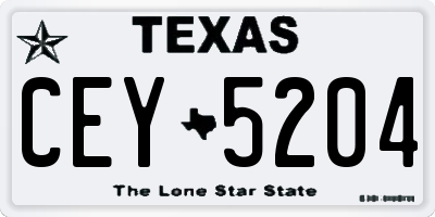 TX license plate CEY5204