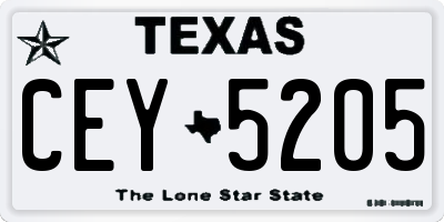 TX license plate CEY5205