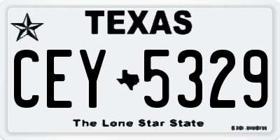 TX license plate CEY5329