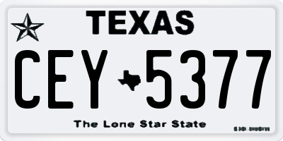 TX license plate CEY5377