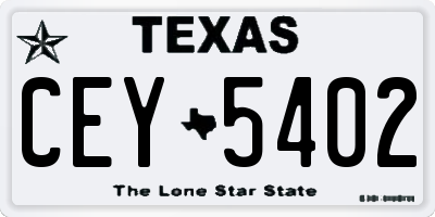 TX license plate CEY5402