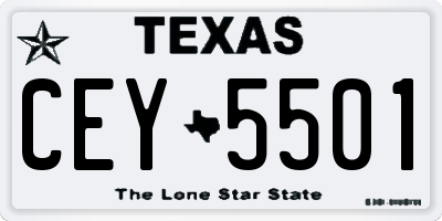 TX license plate CEY5501