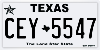 TX license plate CEY5547