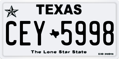 TX license plate CEY5998