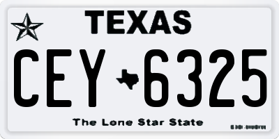 TX license plate CEY6325