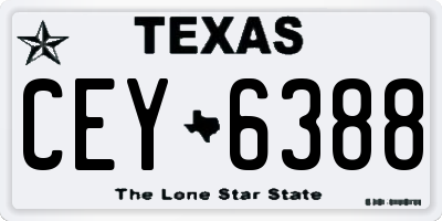 TX license plate CEY6388