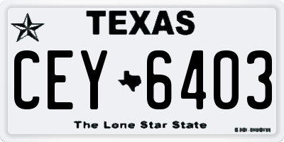 TX license plate CEY6403