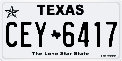 TX license plate CEY6417