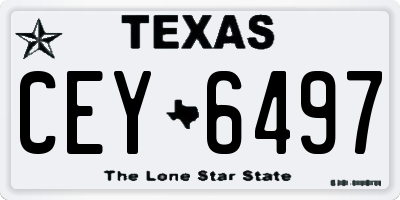 TX license plate CEY6497