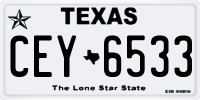 TX license plate CEY6533