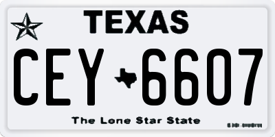 TX license plate CEY6607